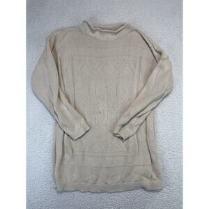 Vintage Knit Snowflake Sweater Womens Small Tunic Cozy Holiday Vintage Cream USA